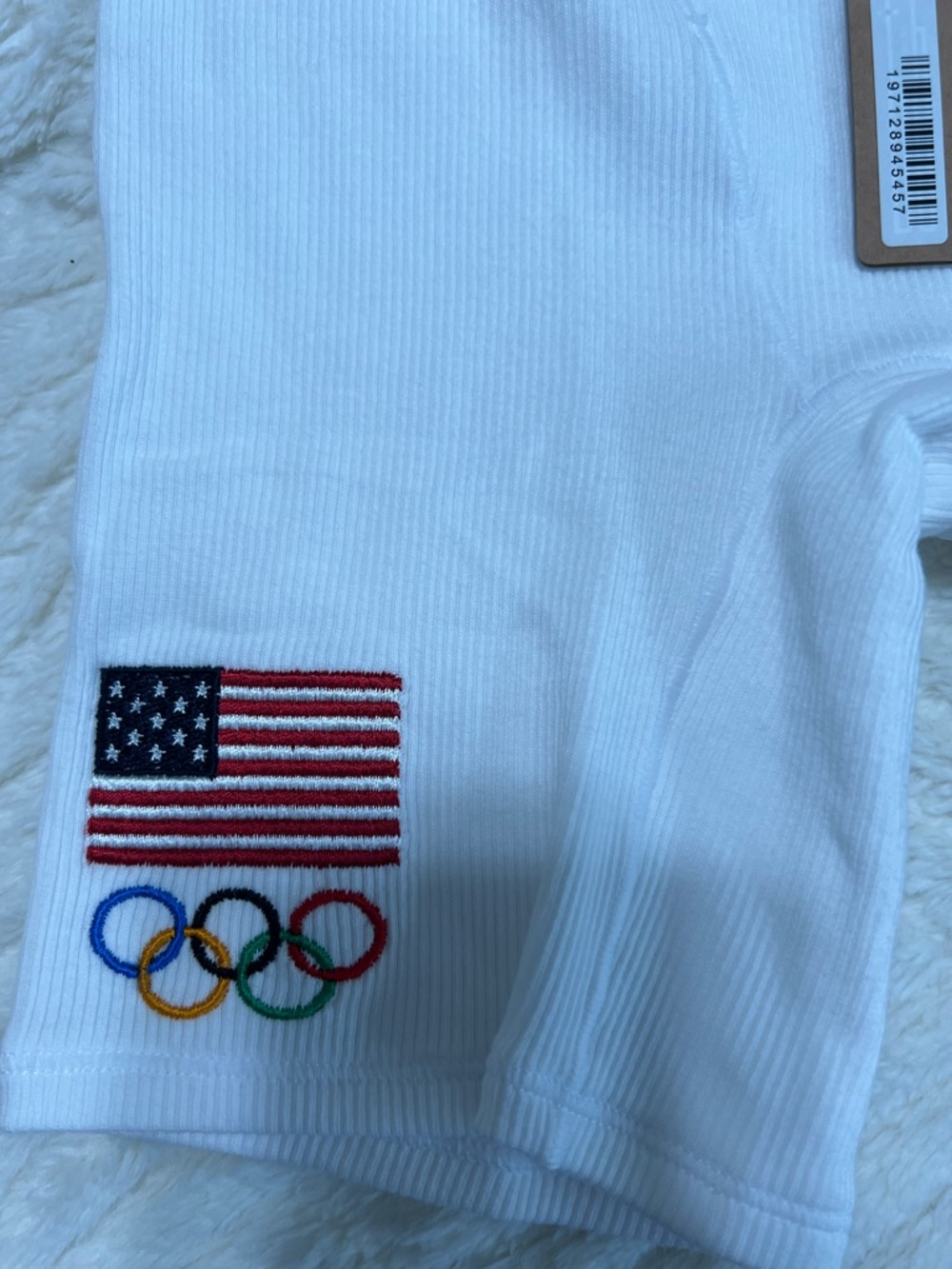 Skims Team USA Olympic Boxer Shorts XXS White Ribbed Cotton NWT - Picture 8 of 16